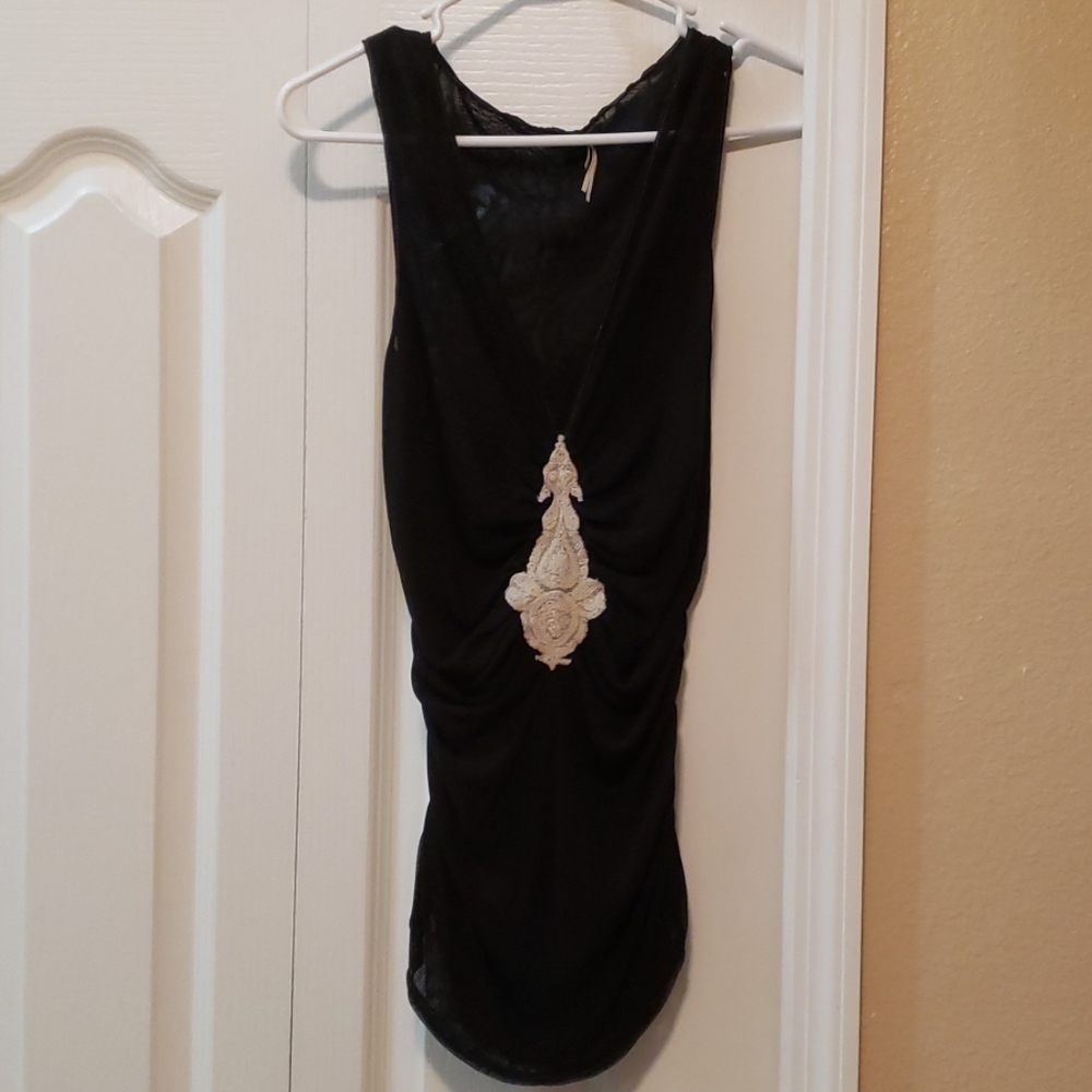 Long black sheer tank top